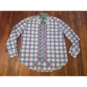 Robert Graham Mens 2XL Geometric Kaleidoscope Print Long Sleeve Button Down